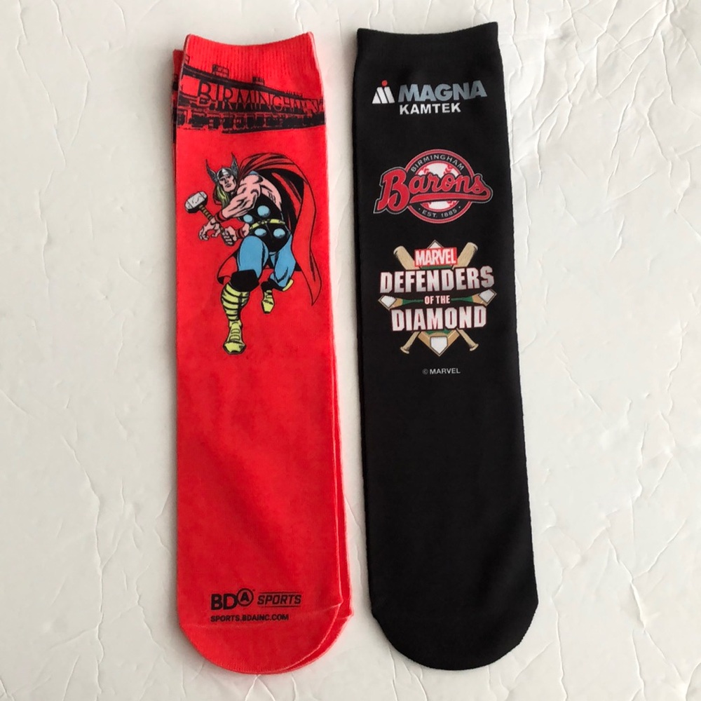 Socks Men or women Marvel’s Thor God of Thunder Baseball Red Black One size NWOT